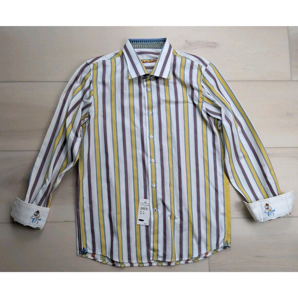 Robert Graham Shirt Boys XL 18-20 Striped Octopus Flip Cuffs Multicolor NWT - Picture 1 of 12